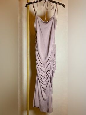 Sophie Rue Dusty Mocha Side-Ruched Maxi Dress